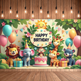thumbnail image 4 of LUUFILx Cute Animal Themed Happy Birthday Backdrop Banner Party Supplies with Cartoon Animals Flowers Balloons Photography Props for Birthday Party Decorations, 4 of 7