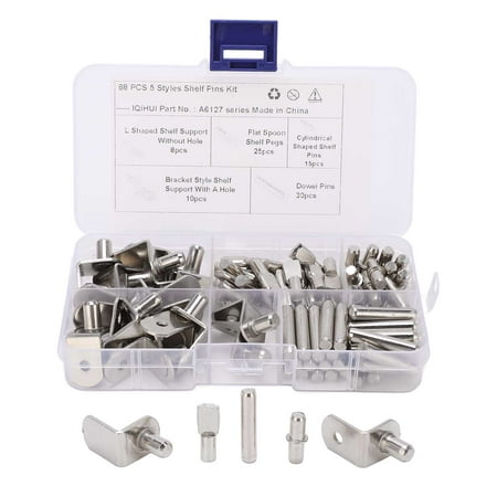 

88Pcs 5 Styles Shelf Pins Kit Nickel Plated Shelf Support Pegs for RV Cabinet Bookshelf Display Cabinet Furniture Closet Sideboard