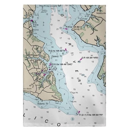 Betsy Drake GT11548PR 20 x 20 in. Pungo River NC Nautical Map Guest Towel