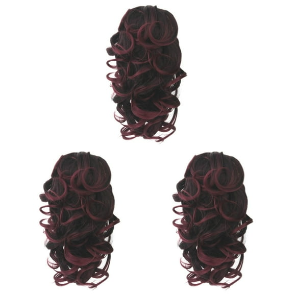 Raindrops 3 pcs Curly Synthetic Hair Wig Jaws Clamp Claw Curl Ponytails Hair Extensions Clip Hairpiece for Women Girls (1T118)