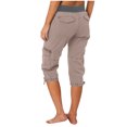thumbnail image 6 of EaskTriop Women's Cropped Pants Drawstring Hem Capri with Pockets Quick-Dry Elastic High Waist Summer Vacation Utility Lounge Slacks, 6 of 6