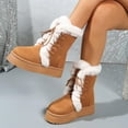 thumbnail image 2 of KEGIRLOM Women's Fashionable Casual Versatile Boots With Velvet Thick Sole And Height-Enhancing Warm Boots Shoes Snow Boots Brown Size 8.5, 2 of 9