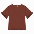 thumbnail image 4 of kpoplk T Shirts for Girls Letter Print Graphic Tees Oversized Casual Loose Drop Shoulder Short Sleeve Basic Summer Tops(Coffee,7-8 Y), 4 of 4