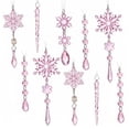 thumbnail image 1 of Bewildely 18 Uds. De adornos de cristal deslumbrantes acrílicos y guirnaldas de carámbanos para impresionantes adornos de carámbanos de árbol Kits de decoración para fiestas rosa, 1 of 6