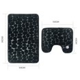 thumbnail image 1 of Alfombrilla de baño de dos piezas de franela con diseño de guijarros en relieve 3D, alfombrilla de suelo antideslizante absorbente de 3 piezas, 1 of 5