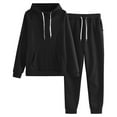 thumbnail image 1 of Sonducket El chándal con capucha de los deportes del poliéster para las mujeres cómodas y elegantes suda las sudaderas con capucha del conjuntos de ropa negro+m, 1 of 6