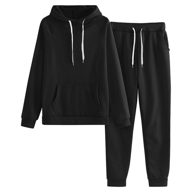 Guardoinrt Ensemble Pantalon à Capuche Stylé pour Femmes Survêtement à Capuche Confortable et Chaud Survêtements pour Femmes Noir+l