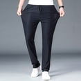 thumbnail image 3 of Summer Men's Trousers Ice Silk Thin Solid Color Elasticity Suit Pants Breathable Straight Leg Pants Mens Clothing, 3 of 6