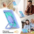 thumbnail image 6 of ELEHOLD Heavy Duty Case for Samsung Galaxy Tab A8 10.5 (2022), 3-Layer Rugged 360 Rotating Kickstand Handle Grip Shoulder Strap Kids Friendly Shockproof Galaxy Tab A8 Case X200/X205,Purple+Mint, 6 of 8
