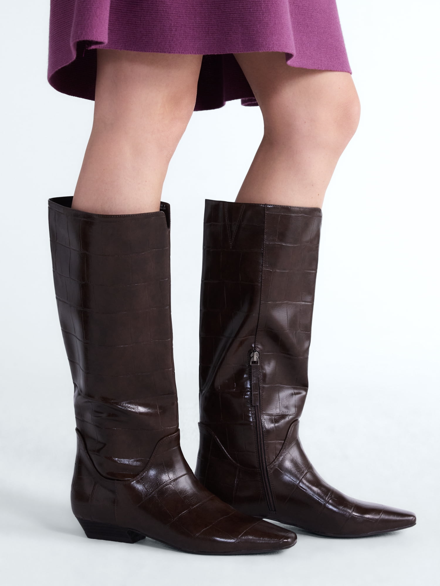 Scoop Women's Faux Croc Flat Tall Boots