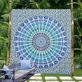thumbnail image 5 of Bless International Indian hippie Bohemian Psychedelic Golden Blue Peacock Mandala Wall hanging Bedding Tapestry (Peacock Sky Blue, Queen (84x90Inches)(215x230Cms)), 5 of 5