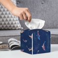 thumbnail image 4 of Tissue Box Cover, dolphin bright galaxy stars navyblue Leather Tissue Box Holder - Tissue Case Facial Paper Organizer for Bathroom, Vanity Countertop, Tabletop, Car, Night Stands, 4 of 7