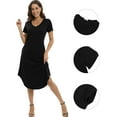 thumbnail image 4 of Women Nightgowns House Dress Short Sleeve Loose Fit Nightshirts Comfy Soft Loungewear Full Length Sleepwear with Pockets, Black S-3XL, 4 of 9