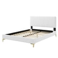 thumbnail image 3 of Platform Bed Frame, Queen Size, Velvet, White, Modern Contemporary Urban Design, Bedroom Master Guest Suite, 3 of 10