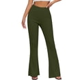 thumbnail image 4 of Jewelreauty Women's Flare Leggings High Waisted Ultra Soft Stretchy Yoga Workout Gym Bell Bottom Pants (XL, Army Green), 4 of 8