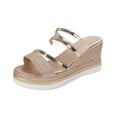 thumbnail image 2 of GERsome Women's Platform Wedge Sandals Open Toe Slip-On Slides Comfort Heels Summer Shoes, Gold Size 6, 2 of 8