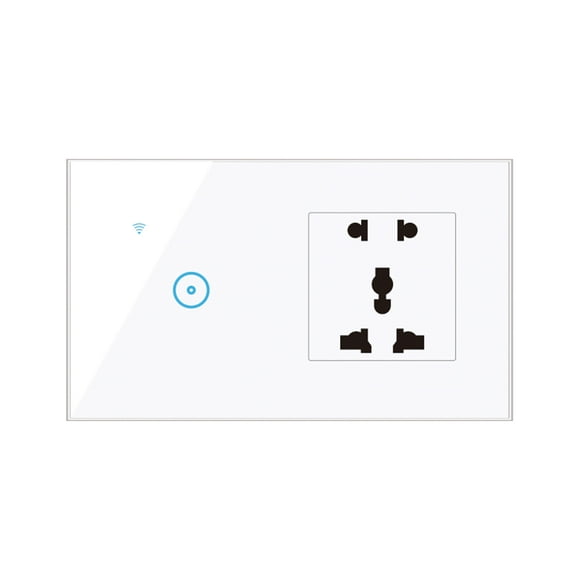 Generic 95-250V Wi-Fi Smart Wall Outlet with 1 Gang Touch Light Switch Smart Life APP Remote Control, Voice Control, Touch Control Compatible with Alexa Google Assistant Wi-Fi Smart Switch Plug Outlet