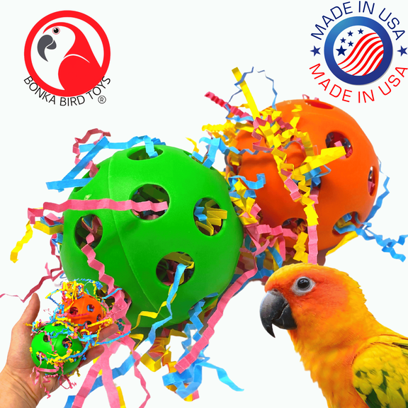 Bonka Bird Toys 2431 Pk2 2.75" Stuffed Foraging Balls Foot Talon Craft Part Bird Toys