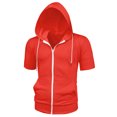 thumbnail image 5 of INSPIRE CHIC Men's Short Sleeve Hoodies Solid Color Zip Up Jackets with Hood M Bright Orange, 5 of 7