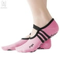 thumbnail image 2 of GustaveDesign 3 Pairs Non Slip Yoga Socks for Women, Anti-Skid Full Toe Socks with Grips & Straps for Ballet Pilates Barre Dance Workout Fitness Indoor (Pink), 2 of 8
