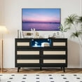 thumbnail image 1 of Kojooin 6-Drawer Rattan Dresser Organizer, Modern Farmhouse Chest with LED Light & Charging Station, Deep Drawers, 1 of 7