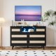 thumbnail image 4 of QinaQin Cómoda de ratán con 6 cajones, luz LED y estación de carga, mueble tipo TV para recámara, sala, entrada o cuarto de bebé, 4 of 7