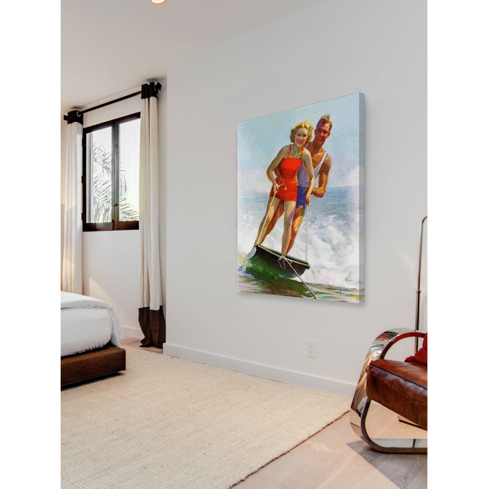 Marmont Hill Ski Boarding Couple by Robert C. Kauffmann Painting Print on Canvas