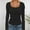 W-Black, variant on Womens Tshirt Square Neck Tops Long Sleeve Solid Color Elegants Tee Leisure Clothing M Black