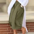 thumbnail image 4 of MVRLSH Women's Wide Leg Pants Lightweight Loose Pleated Cropped High Waist Culotte Trousers for Daily Relaxed Outfits Stretch Dress Casual Flowy Palazzo Pants Green - M, 4 of 7