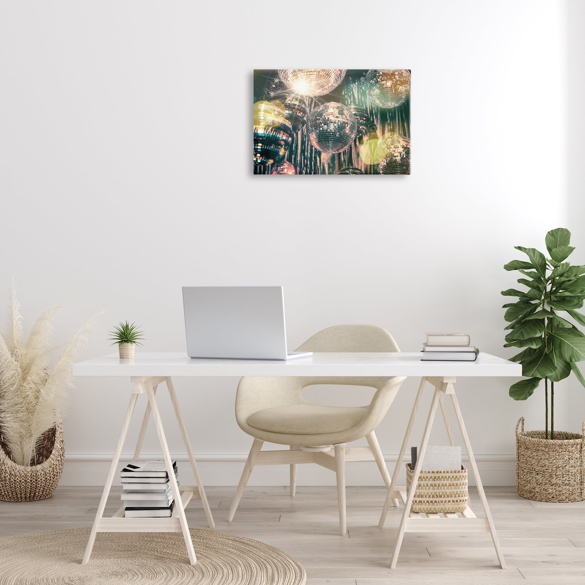 Stupell Industries Disco Balls with Bokeh Fashion Painting Wrapped Canvas Art Print Wall Art, 24 x 16
