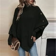 thumbnail image 3 of Women's Fashion Casual Cable Knit Turtleneck Button-Decorated Long Sleeve Sweater for Fall Winter Detailed Designs,Black,L, 3 of 5