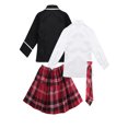 thumbnail image 4 of iiniim Girls School Uniforms Suit Jacket Coat Tops with Shirts Pleated Skirt Anime Sailor Cosplay Costume Size 4-14 A Black 10-12, 4 of 7