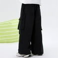 thumbnail image 5 of Spazoro Boys Cargo Pants, Cotton Solid Color Elastic Waist Baggy Multi-Pockets Straight Leg Pants for Kids Black Size 7, 5 of 9