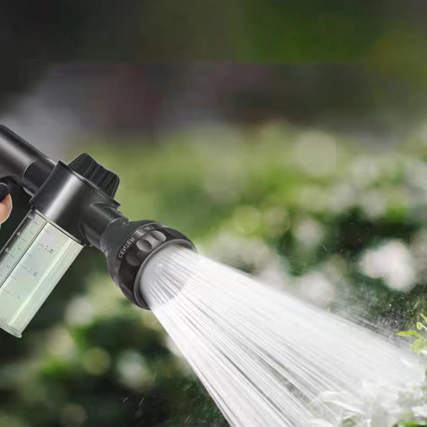 Power Garden Hose Nozzle, Adjustable Hose Sprayer Nozzle,High Pressure 8 Watering Pattern with 3.5Oz Soap Sprayer,Foam Nozzle Sprayer for Car Washing Pet Shower,Hose Attachment,BLACK