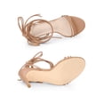thumbnail image 4 of BLISSFUL STEP Women's Strappy Lace Up Slingback Open Toe Stiletto Heel Sandals Nude 9, 4 of 7