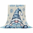 thumbnail image 2 of Hello Winter Throw Flannel Blanket 40x50In Blue Gnome Snowflake Glove Watercolor Super Soft Cozy Bed Blanket, Lightweight Plush Fuzzy Bed Throw for Bedroom Sofa Couch Living Room, 2 of 4