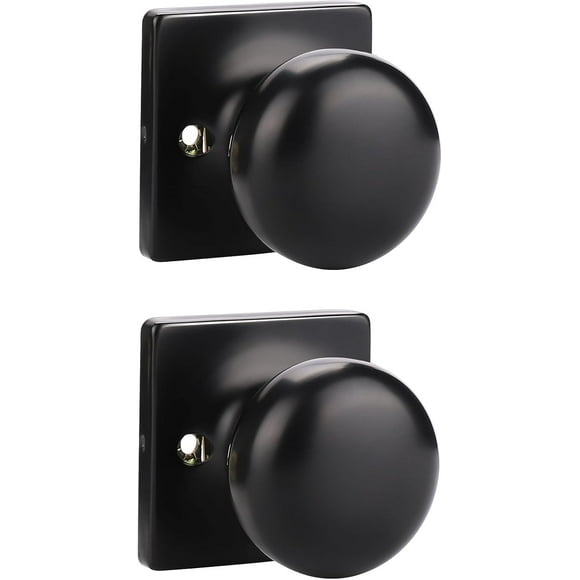 SHIQI-2 Pack Dummy Door Knob Interior Matte Black Dummy Door Knobs Round Keyless Stainless Steel Single Side Door Knobs for French Doors