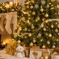 thumbnail image 4 of Fllostpr 24PC Electroplated Christmas Ball Ornaments, Shatterproof Hanging Decor Set for Xmas Tree Wreath Garland Party Indoor, Gold 1.2", 4 of 7