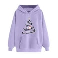 thumbnail image 2 of Crunowin Women Hooded Sweatshirts, Long Sleeve Christmas Printed Loose Fit Fashion Pullover Tops Purple XXL, 2 of 3