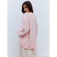 thumbnail image 6 of Women'S Fleece Cardigan Sweater Lazy Style Loose Knit Warm Cardigan Sweater Pink M, 6 of 8