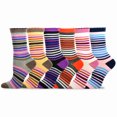 thumbnail image 2 of TeeHee Women's Value 12-Pack Fun Crew Socks (Multi Stripe-Scallop), 2 of 3