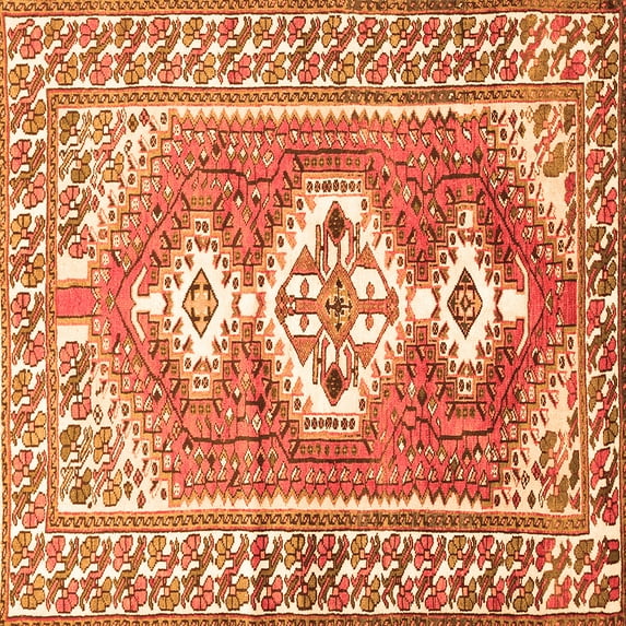 Ahgly Company Indoor Square Persian Orange Traditional Area Rugs, 7' Square