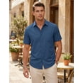 thumbnail image 4 of COOFANDY Men's Summer Casual Short Sleeve Button Down Shirt - Untucked Fit Dress Shirt with Pocket, 4 of 9