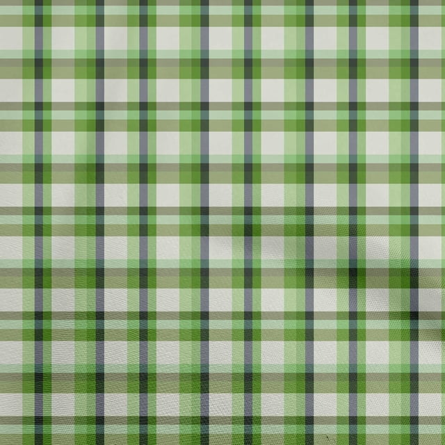 oneOone Rayon Light Green Fabric Check Craft Projects Decor Fabric Printed By The Yard 56 Inch Wide