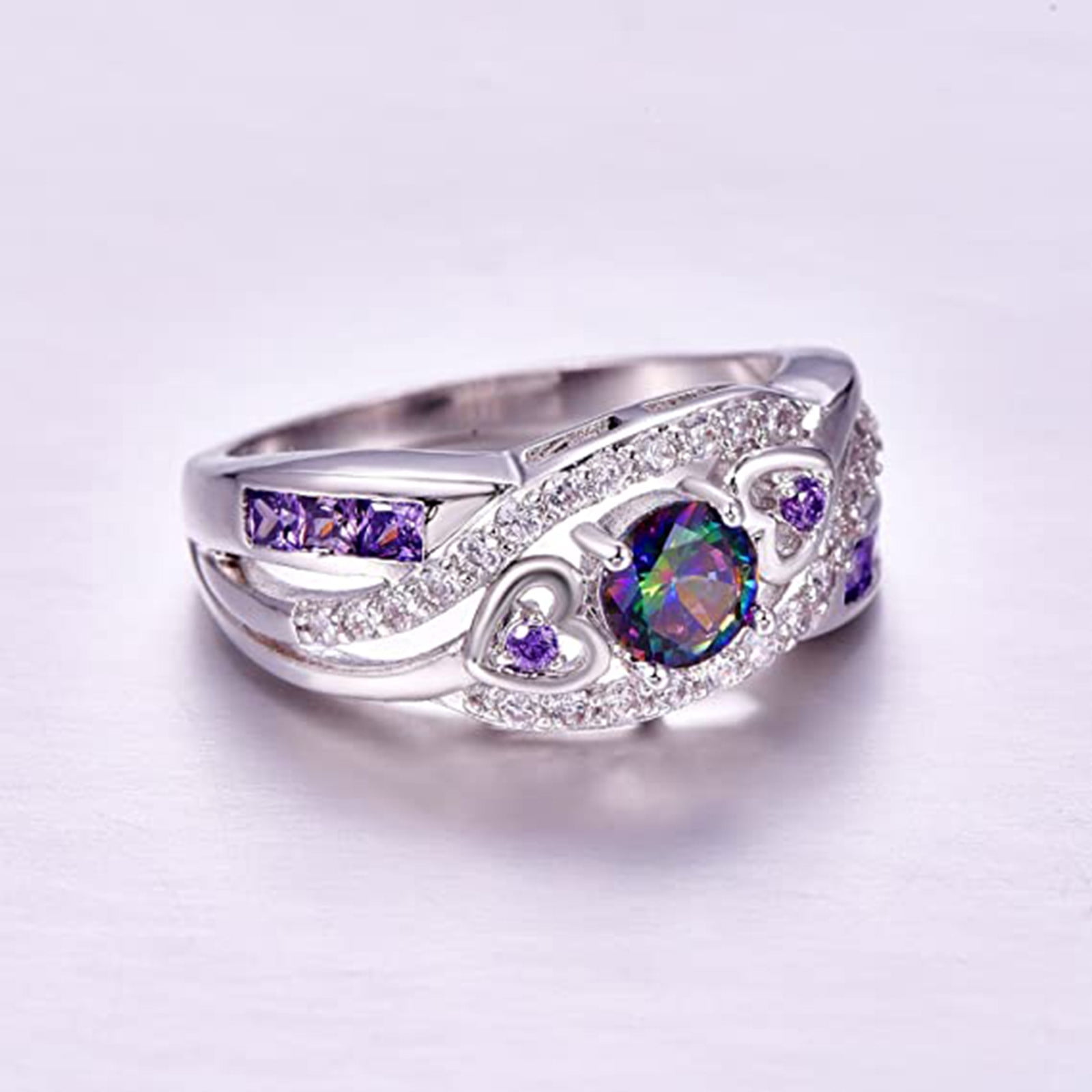 Women Fashion Jewelry 925 SIlver green Amethyst Ring Wedding Size 6-10 
