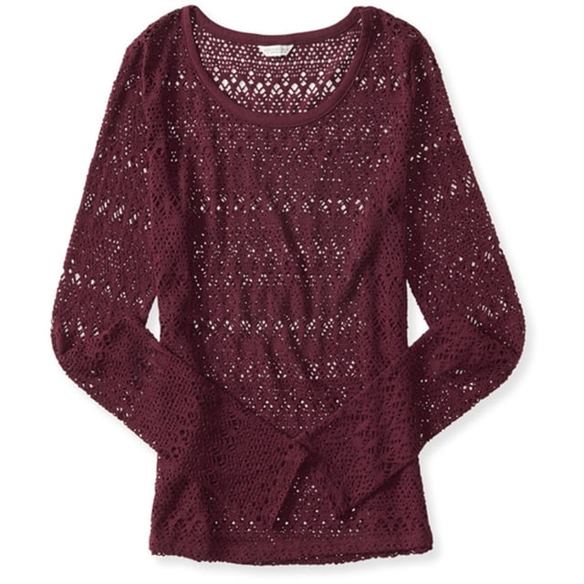 Aeropostale Girls Marled Knit Sweater, Rojo, 5