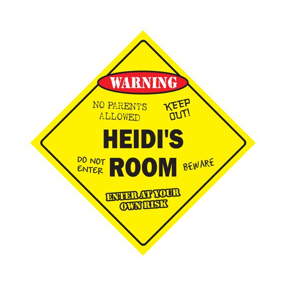 Heidi's Room Sign Crossing Zone Xing | Indoor/Outdoor | 17" Tall kids bedroom decor door children's name boy girl