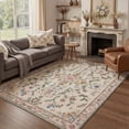 thumbnail image 2 of 2x3 Area Rug, Machine Washable Low Pile Non Slip Rug for Entryway, Entrance, Front Door and Bathroom, Vintage Floral Print Pattern Indoor Floor Mat, Dusty Beige, 2 of 5