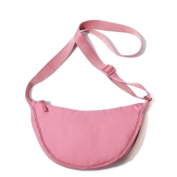 Solid Color Women's Portable Shoulder Bag Simple Female Nylon Cloth Padded Crossbody Bags Travel Purse Handbags Messenger Bag
