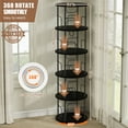 thumbnail image 3 of Flycity 5 Tier Rotating Bookshelf, 360° Display Rotating Bookcase Corner Storage Rack with Special Visible Partition Storage, Black, 3 of 9